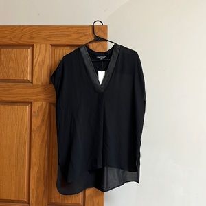 NWT Vince silk & leather blouse Sz. L